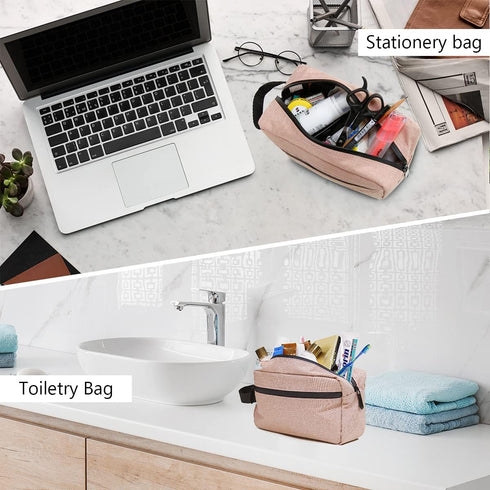 Travel Toiletry Bag for Men and Women - Water-resistant Shaving Bag with Divider and Handle for Cosmetics and Toiletries