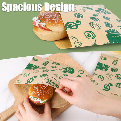 VGOODALL 50PCS Paper Sandwich Bags, Small Snack Bags 8.1x6.6inch Wax Paper Bags for Picnic & Snacks