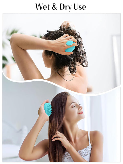 HEETA Hair Scalp Massager for Hair Growth, Shampoo Brush, Soft Silicone Bristles for Dandruff Removal, Green