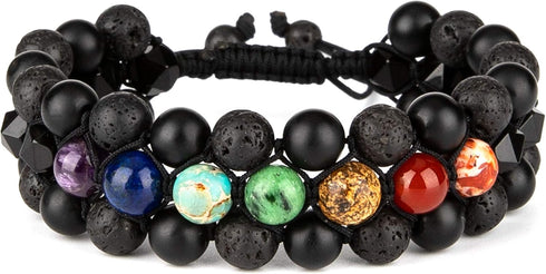 8mm Natural Lava Rock Stone Bracelets for Men - Healing Crystal Essential Oil Diffuser Beads Chakra Bracelet