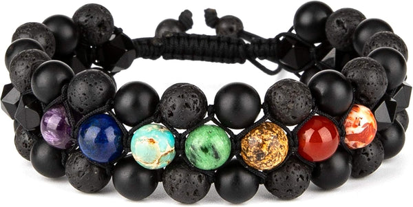 8mm Natural Lava Rock Stone Bracelets for Men - Healing Crystal Essential Oil Diffuser Beads Chakra Bracelet