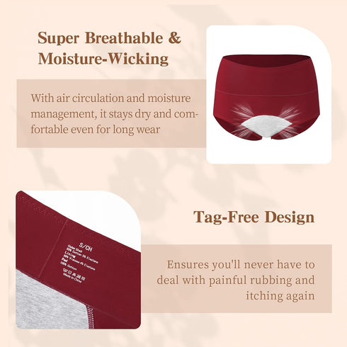 Leakproof Cotton Briefs for Women - Washable Menstrual Panties