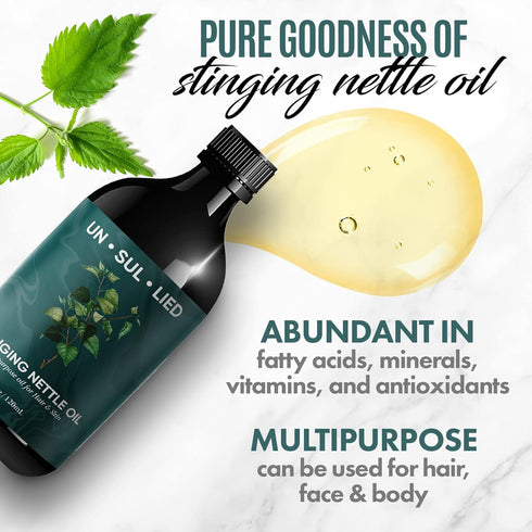 UNSULLIED 4 oz Stinging Nettle Multipurpose Oil for Hair Growth and Skin Soothing-Softening-Moisturizing for Men