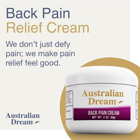 Australian Dream Back Pain Cream 2 oz - Soothing, Non-Greasy Relief for Neck, Body, Muscle Aches, or Back Pain