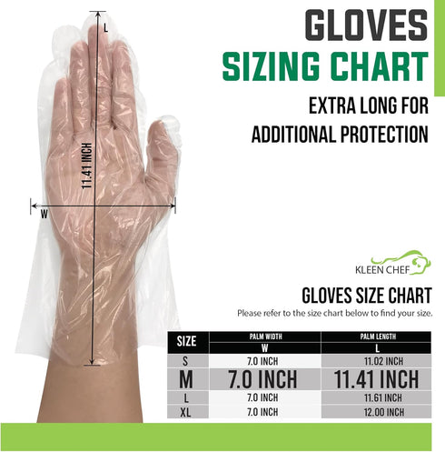 Disposable Long Cuff Cleaning Poly Gloves, One Size Fits Most, Small to X-Large
