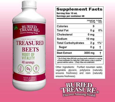 Buried Treasure Treasured Beets - 16oz Nitric Oxide Supporting Superfood Supplement (48 Servings)
