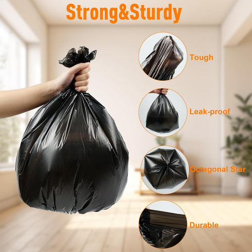 O2frepak 45 (20 Count, 100x120cm) Gallon Multipurpose Tear-Resistant Trash Bags,Heavy Duty,Tastless and Black Garbage