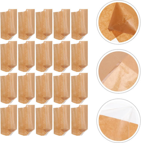 WEKAMOS 50pcs Packaging Kraft Paper Bakery Bread Bags with Window, Medium Size Bread Storage Pouches for Toast