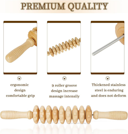 Liitrton Wooden Fascia Massage Roller for Sore Muscle Relief - Trigger Point Therapy Tool