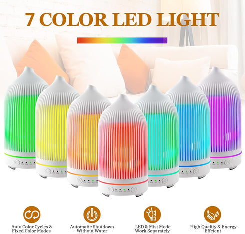 Rivola 200ML 7 Essential Oil Diffuser Aromatherapy Diffuser Cool Mist Color & Waterless Auto Off, Air Diffusers