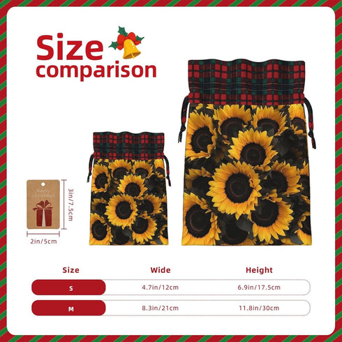 RLDOBOFE Christmas Gift Bags With Drawstring A bouquet of black sunflowers Christmas Burlap Gift Bag Christmas