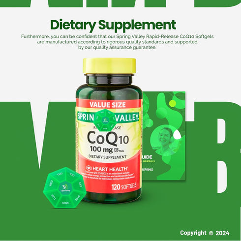 Rapid-Release CoQ10 100 mg, 120 Softgels with Exclusive Vitamins & Minerals Bundle, A to Z Guide + Pill Organizer