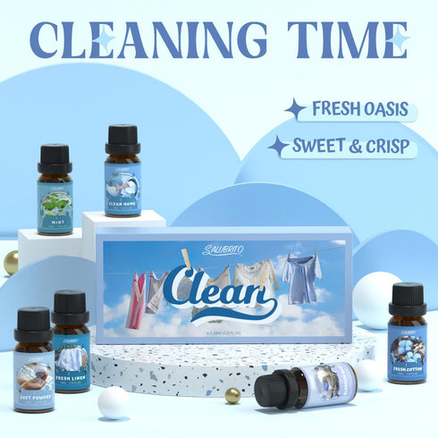 SALUBRITO Clean Fragrance Oils Set - Premium Essential Oils Set for Diffuser, Candle, Soap Making - Fresh Cotton