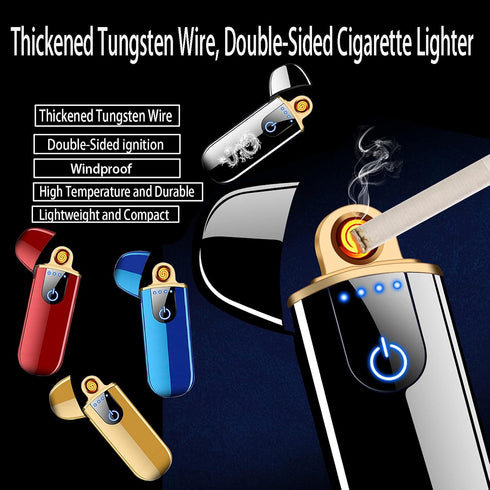 Electric Lighter, Smart Mini USB Rechargeable Lighter, Touch Ignition Windproof Flameless Lighter for Gifts (Red)