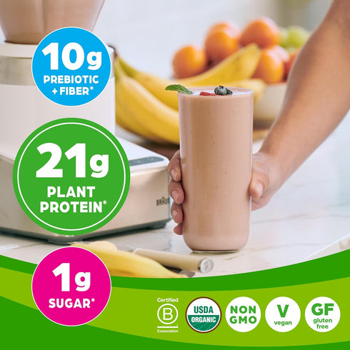 Orgain Organic Vegan Protein Powder, Creamy Chocolate Fudge - 21g Plant Based Protein, 10g Prebiotic Fiber, Gluten Free