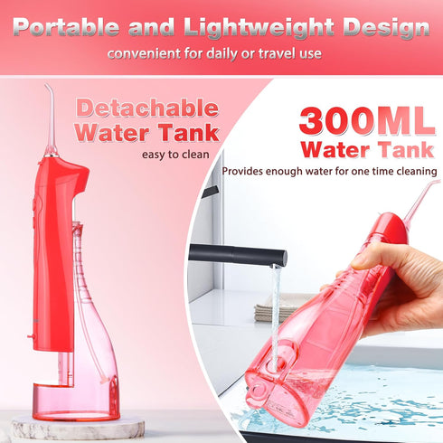 IPX7 300ML 5 TOVENDOR Electric Water Flosser, Cordless Rechargeable Dental Oral Irrigator Waterproof Travel Water Teeth