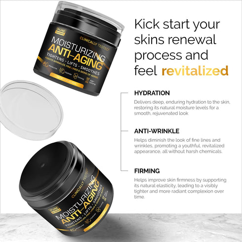 Men's Face Cream Moisturizer, Anti-Aging Cream with Collagen, Retinol & Hyaluronic Acid for Day & Night Skin Care