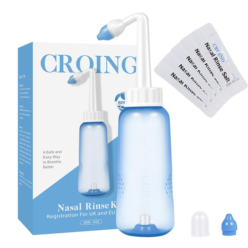 Sinus Rinse Kit with 40 Salt Packs - Neti Pots - Nasal Irrigation - BPA Free Nose Wash Bottle for Sinus Relief