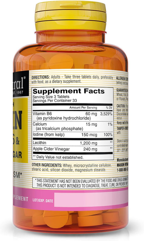 MASON NATURAL LECITHIN KELP/B6 100 TABS
