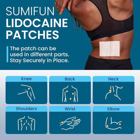 Sumifun 4% Lidocaine Patches, 18 Count, Long Lasting for Knee, Shoulder, Muscle, Joints, FSA or HSA Eligible