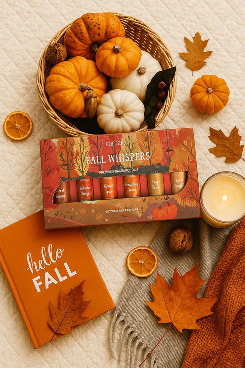 Set Pack 6 Cozy, Carnatia Fall Whispers Aroma Oil - of | Nostalgic Scents for Diffusers | Embrace Autumns Warmth
