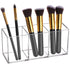 Makeup Brush Holder Organizer, Clear Cosmetic Brushes Container with 3 Slots for Vanity Storage