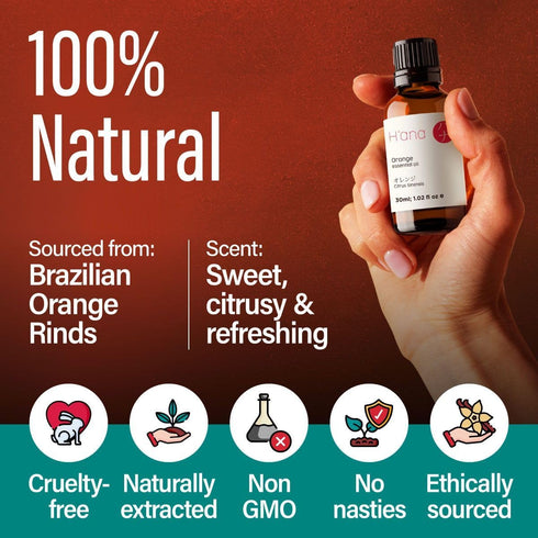 H’ana Sweet Orange Essential Oil 1 fl oz - 100% Natural for Diffuser, Skin Use, Aromatherapy, Sweet Orange Oil