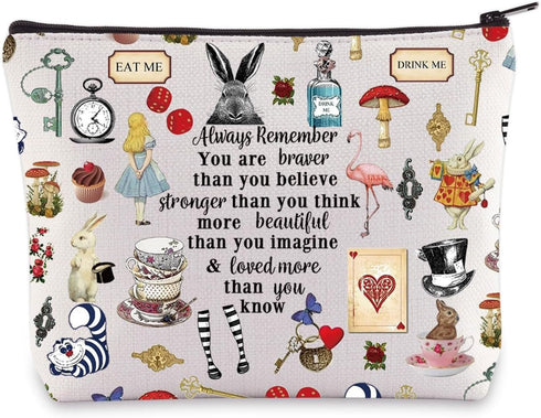LEVLO Fairy Tale Movie Makeup Bag, Gift for Fairy Tale Fans, You Are Braver Stronger Smarter Zipper Pouch