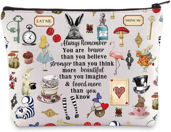 LEVLO Fairy Tale Movie Makeup Bag, Gift for Fairy Tale Fans, You Are Braver Stronger Smarter Zipper Pouch