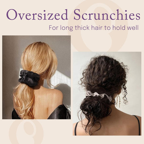 OLESILK Silk Scrunchies Oversized - 100% Mulberry Large for Women with Thick Curly Hair Care