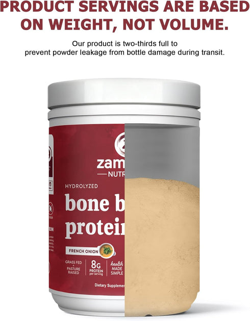 Zammex 30 Beef Bone Broth Protein Powder - Grass-Fed Hydrolyzed Collagen, Supports Hair Skin and Joint & Bone Health