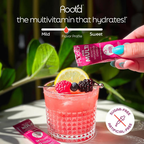 Root'd Multivitamin Powder for Women - 25 Vitamins & Minerals with 3X Electrolytes, 9 Organic Superfoods, Probiotics &