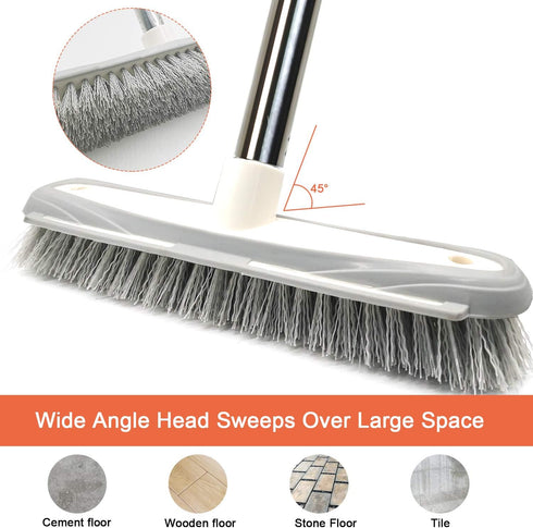 Push Broom,Tub Tile Broom Brush,Stiff Bristles Broom for Shower Cleaning, Patio, Kitchen,Grout and Garage,Indoor Outdoor Cleaning Brush,Adjustable Stainless Steel Long Handle-46.5"… by IZSOHHOME