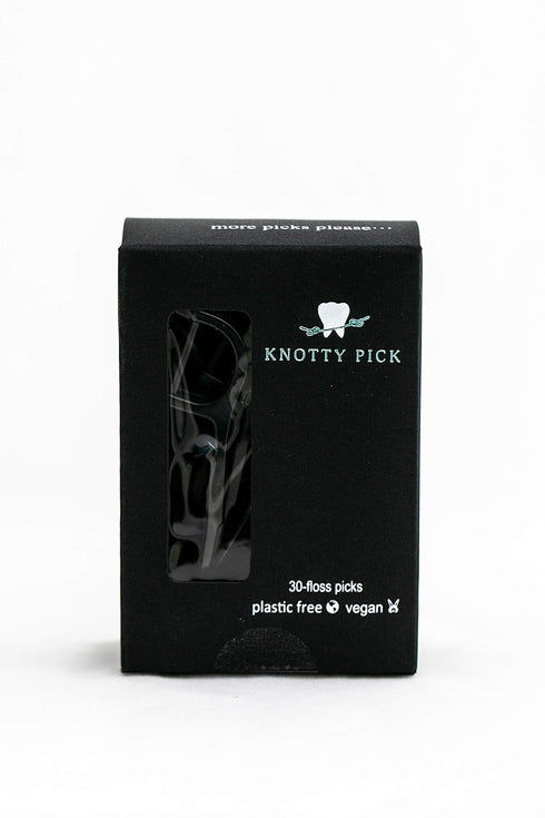 Knotty Floss Bamboo Activated Charcoal Floss Picks with Grapefruit Seed Extract - Eco-friendly 3 Pack