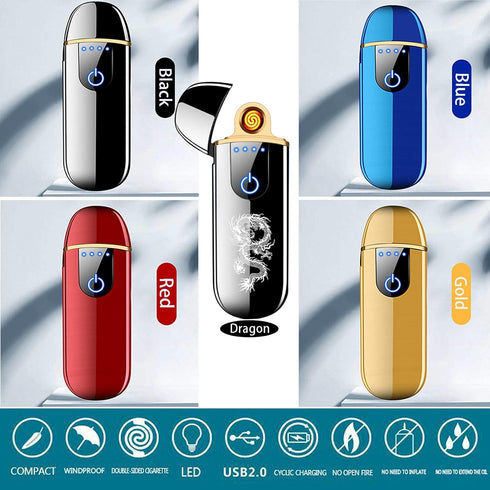 Electric Lighter, Smart Mini USB Rechargeable Lighter, Touch Ignition Windproof Flameless Lighter for Gifts (Red)