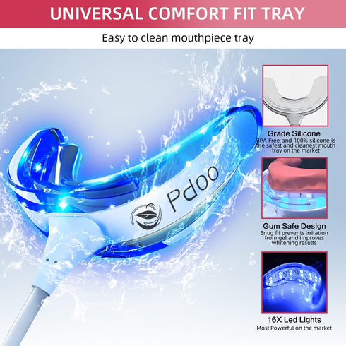 Pdoo Teeth Whitening Kit with LED Light for Sensitive Teeth, Fast Results for Brightening at Home, Teeth Whitening Gel