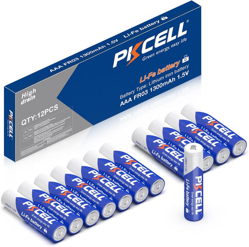 PKCELL 12 Pack AAA Lithium Batteries, 1300mAh Lithium Batteries AAA High Capacity Long