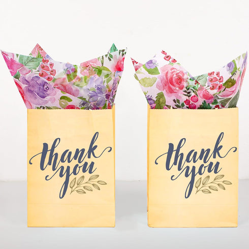 Whaline 100Pcs Floral Tissue Paper, Watercolor Flower Gift Wrapping Paper for Home and Party Gift Wrap