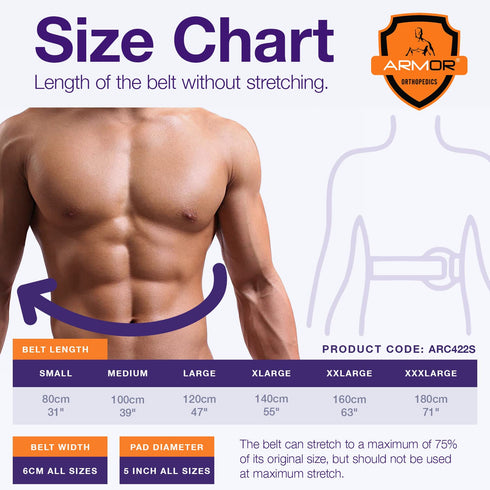 Armor Adult Umbilical Hernia Truss Support Belt for Abdominal Pain Relief, Size Small, Stretchy Elastic