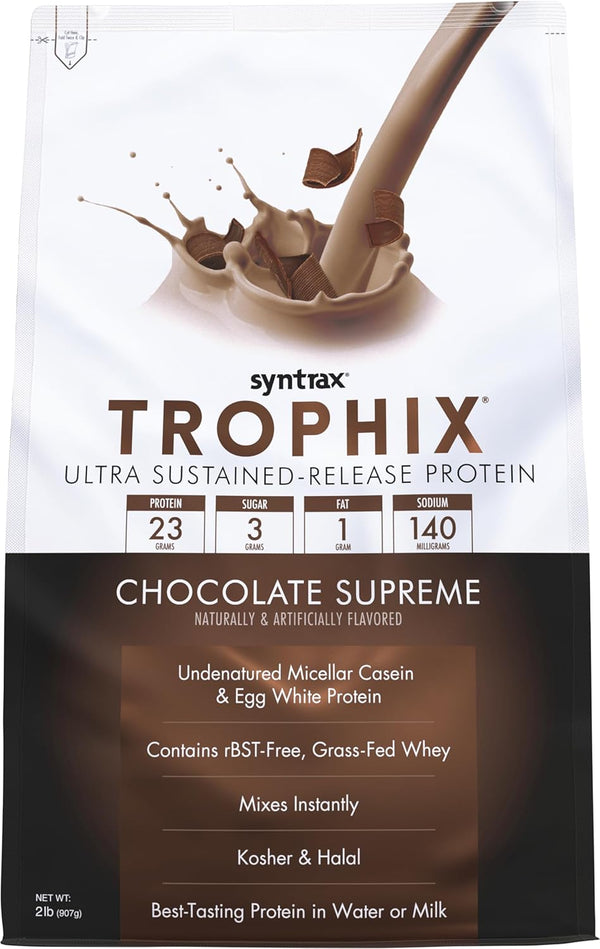 Syntrax Nutrition Trophix Protein Powder, Ultra Sustained-Release Protein Blend, Chocolate Supreme, 2 lbs