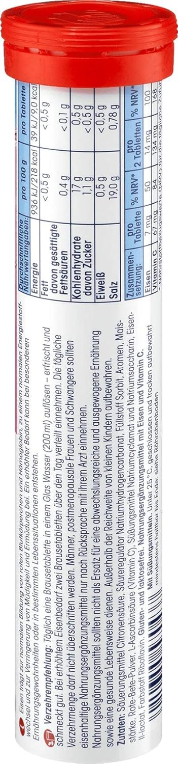 Mivolis Iron + Vitamin C Effervescent Tablets - Dietary Supplements 4 Packs x 20 pcs | Germany