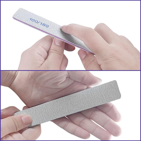Nail Files (12 Pack), 100/180 Grit Emery Boards for Natural and Acrylic Nails