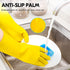 Vgo... 1-Pair Reusable Household Gloves, Rubber Dishwashing Gloves, Extra Thickness, Long Sleeves, Size L, Yellow