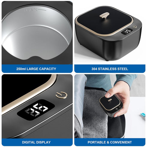 Ultrasonic Retainer Cleaner Machine - 48kHz Quick Cleaning for Retainers, Aligners, Dentures, Mouth Guards