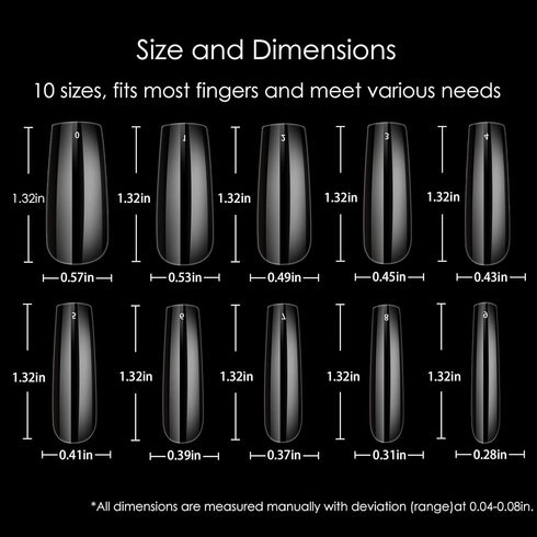 Square Nail Tips Full Cover, Extra Long Clear Professional Acrylic Tips, XXL Ultra-hard Press on Nails (360Pcs)