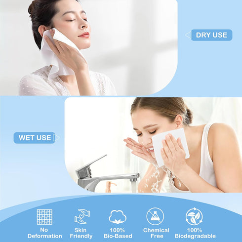 GRANNY SAYS Disposable Face Towels, Biodegradable 50 Count Extra Thick Soft Towelettes for Makeup Removal