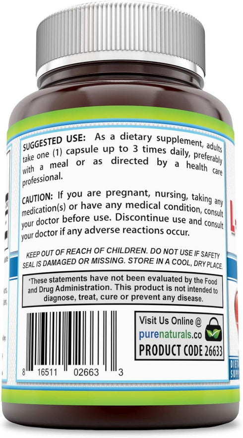 Pure Naturals L-Arginine 500 Mg Capsules, Supports Cardiovascular Health, Immune Function & Circulation (120)