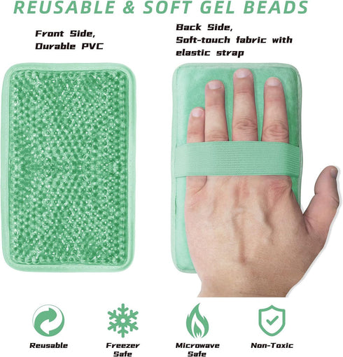 Gel Beads Ice Pack with Strap, Reusable Hot & Cold Pack Compress Therapy for Pain, Swelling, Injuries of Knee,