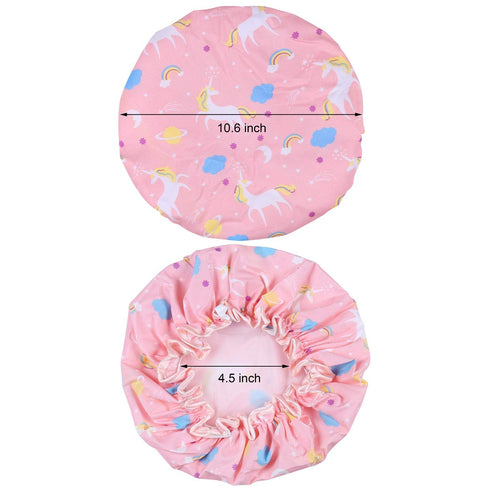 Unicorn Shower Caps, Double Layers Bath Hat for Women Girls to Cover Long and Thick Hair, Reusable Waterproof Bonnet 4