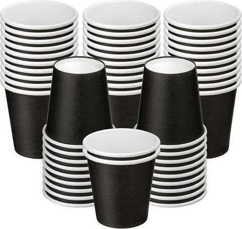 50 Count 3 oz Black Paper Cups, Disposable Bathroom Cups for Mouthwash, Espresso, Party, Picnic, Travel, and Snack